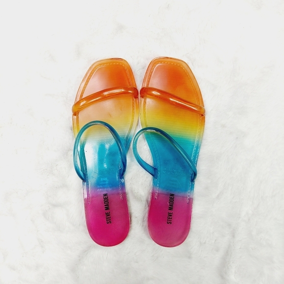 New Abound Bundle of 3 Silver/Black/ Multi Gelly Double Strap Sandals S182 - Picture 8 of 11